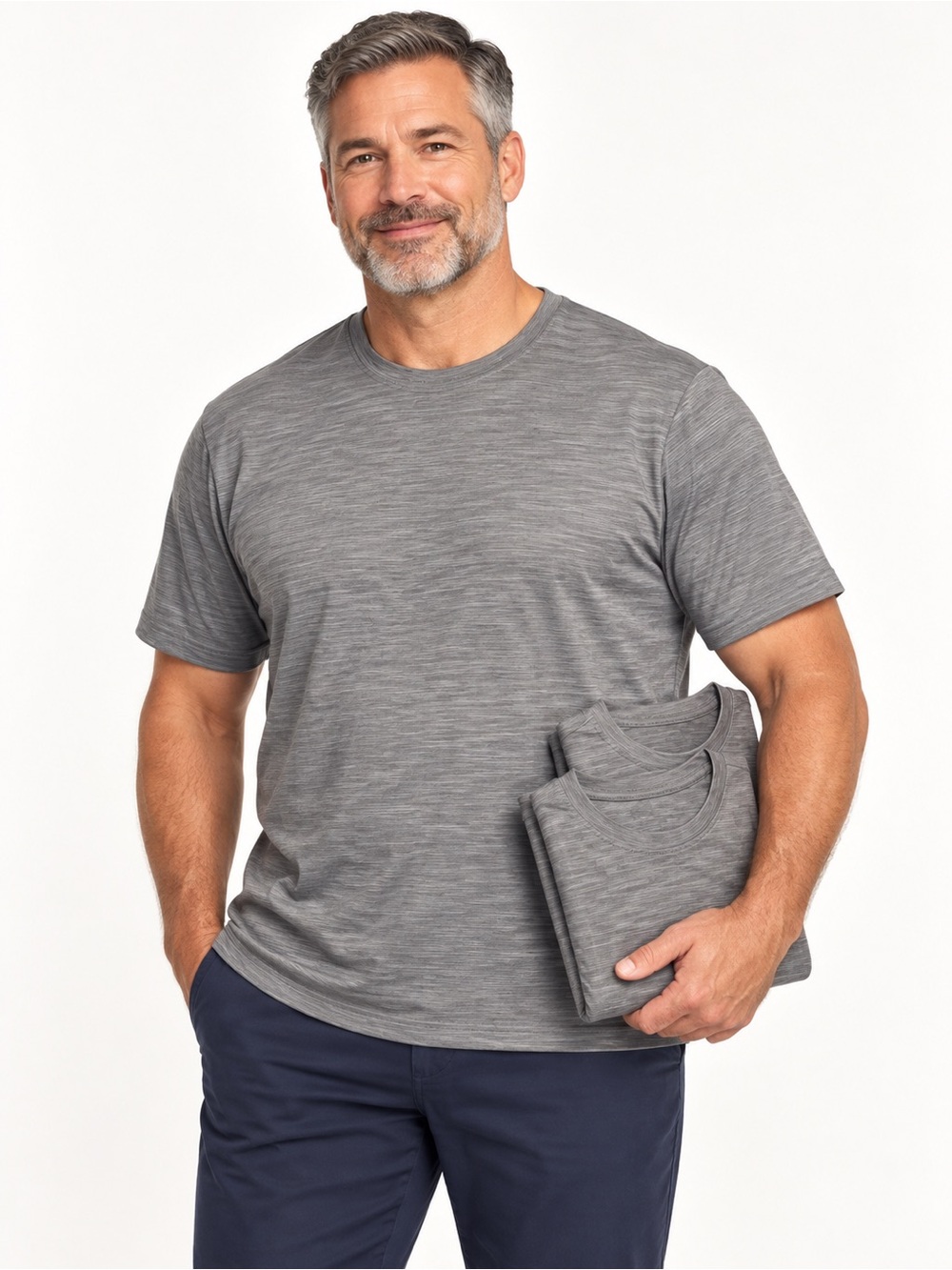 Men's Soft Heather Gray Crew Neck Short Sleeve Tee XL